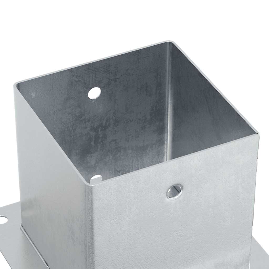 Baze stâlp pătrate 4 buc Argintiu 141x141 mm Oțel galvanizat GartenMobel Dekor