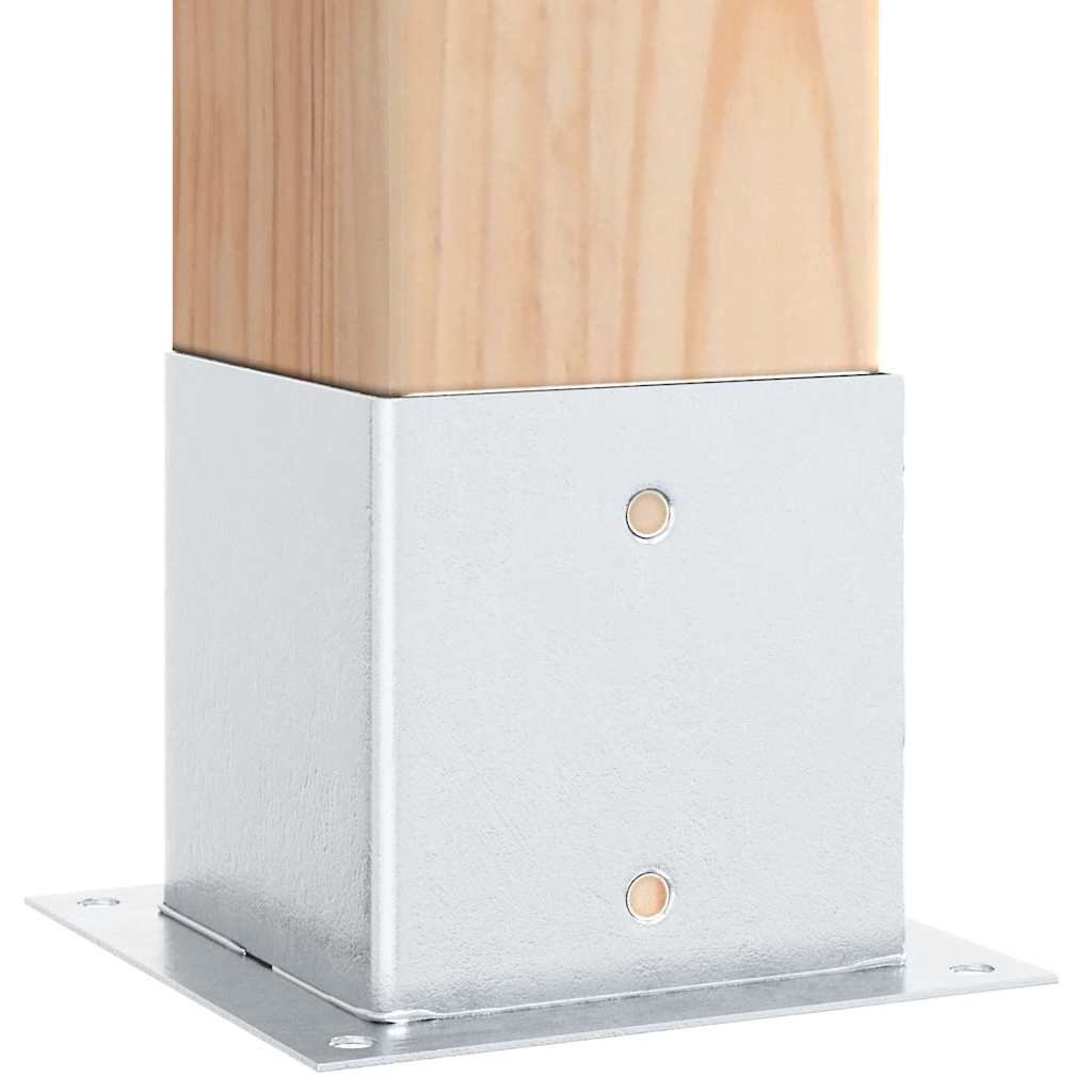 Baze stâlp pătrate 4 buc Argintiu 141x141 mm Oțel galvanizat GartenMobel Dekor