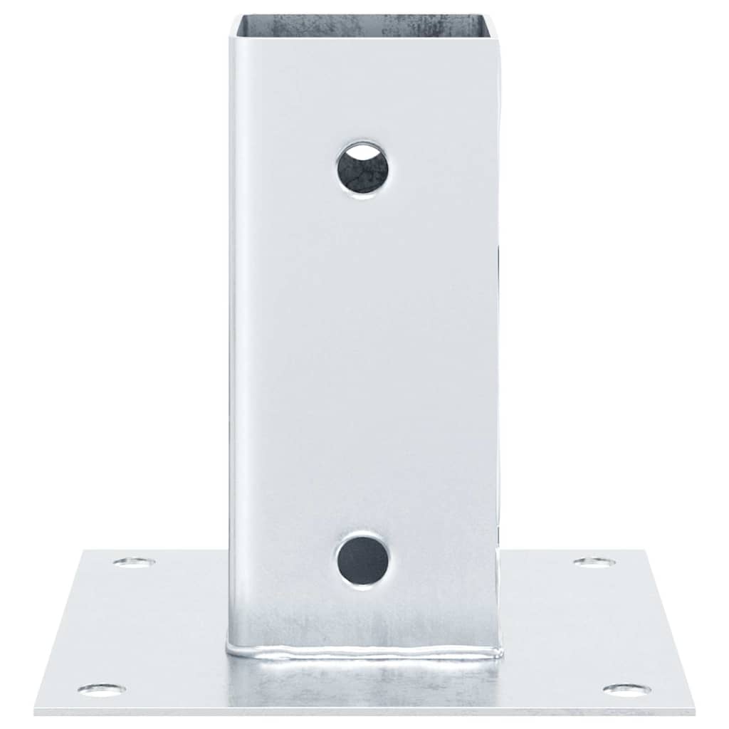 Baze stâlp pătrate 4 buc Argintiu 71x71 mm Oțel galvanizat GartenMobel Dekor