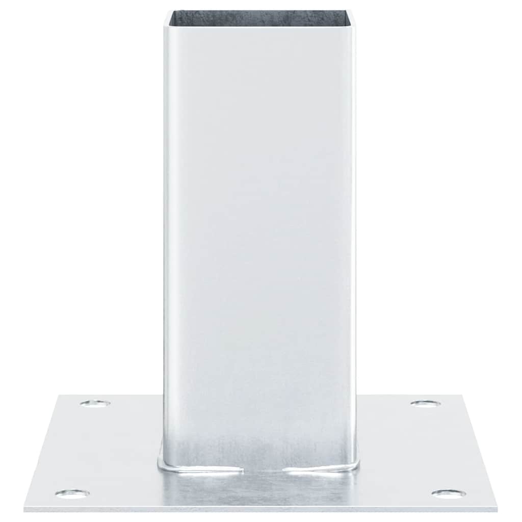 Baze stâlp pătrate 4 buc Argintiu 71x71 mm Oțel galvanizat GartenMobel Dekor