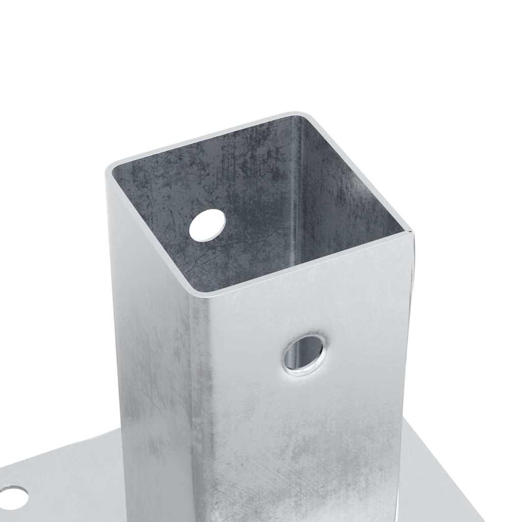 Baze stâlp pătrate 4 buc Argintiu 71x71 mm Oțel galvanizat GartenMobel Dekor