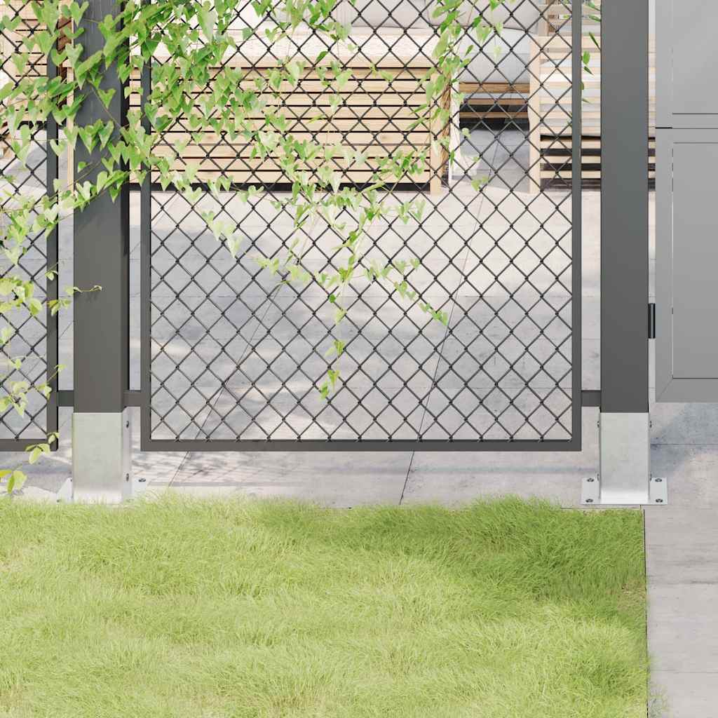 Baze stâlp pătrate 4 buc Argintiu 81x81 mm Oțel galvanizat GartenMobel Dekor
