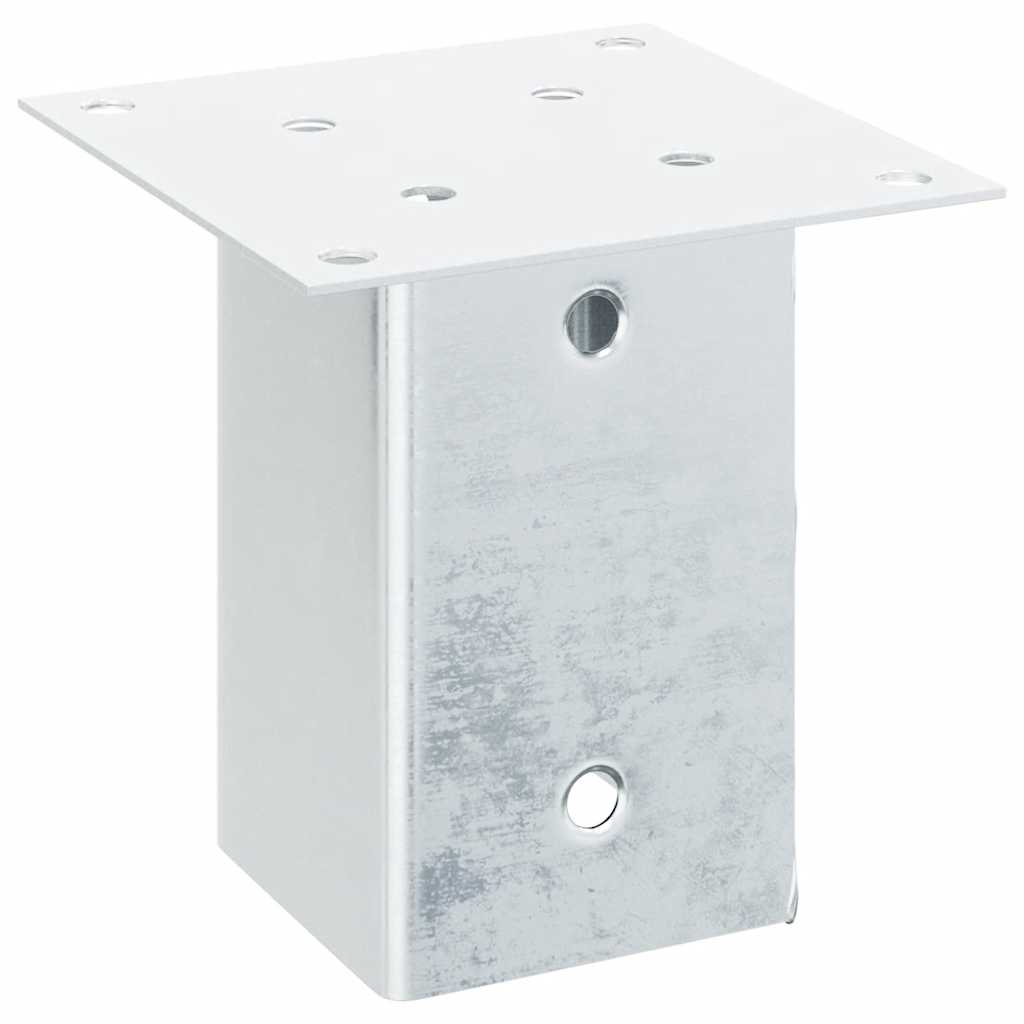 Baze stâlp pătrate 4 buc Argintiu 81x81 mm Oțel galvanizat GartenMobel Dekor