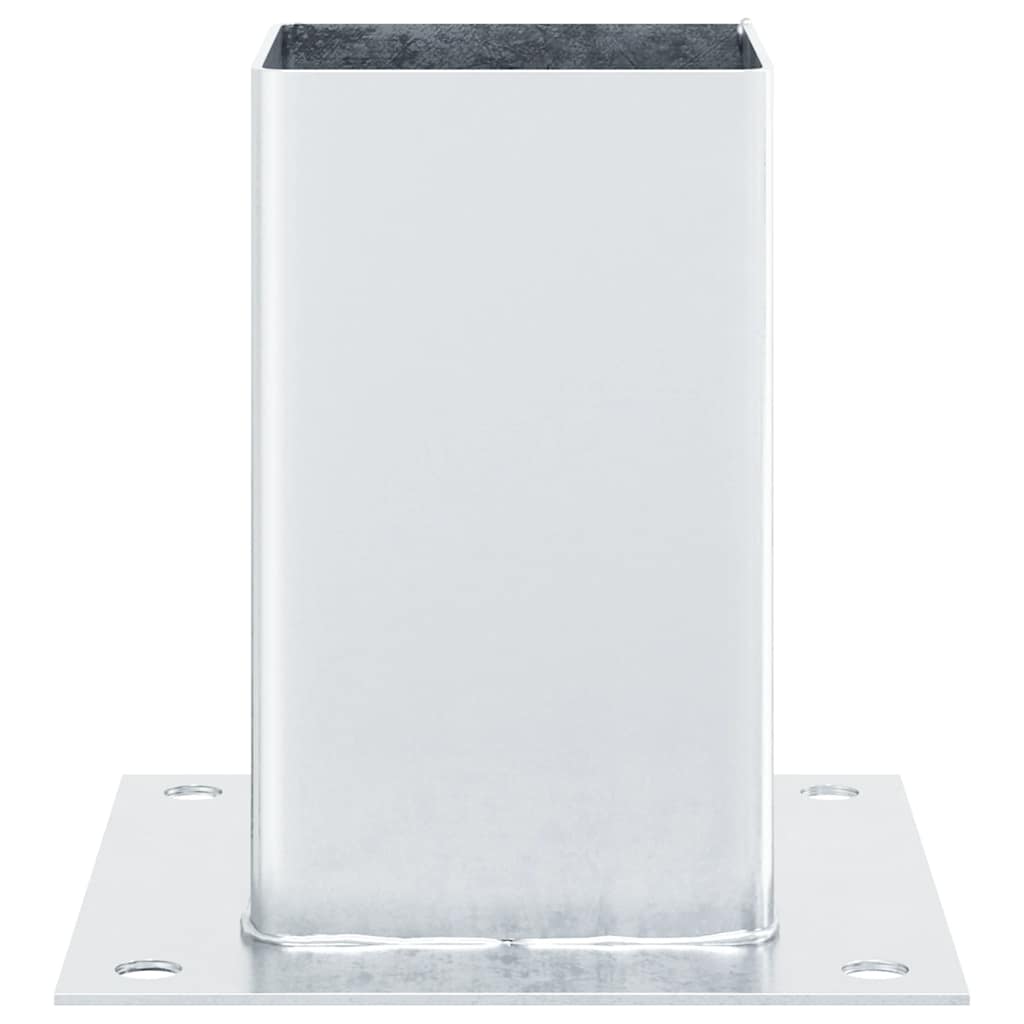 Baze stâlp pătrate 4 buc Argintiu 81x81 mm Oțel galvanizat GartenMobel Dekor