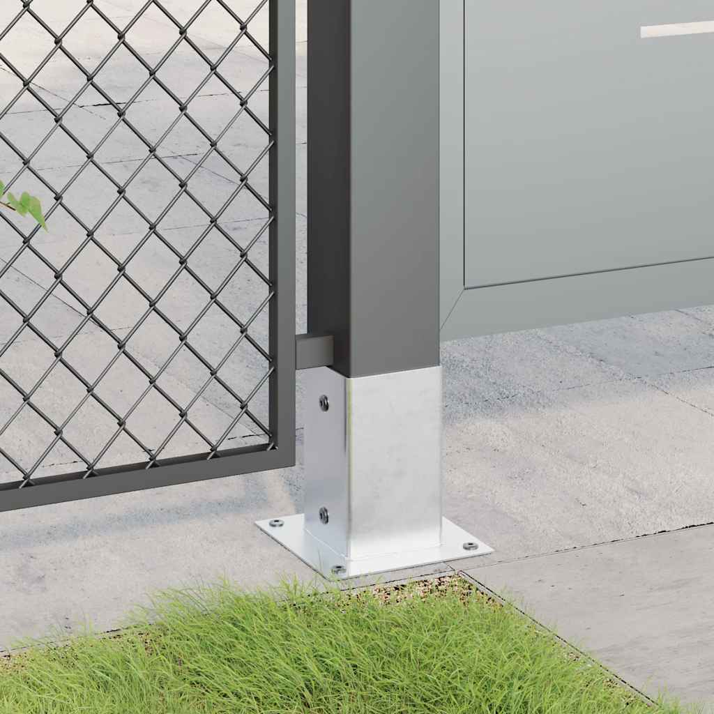 Baze stâlp pătrate 4 buc Argintiu 81x81 mm Oțel galvanizat GartenMobel Dekor