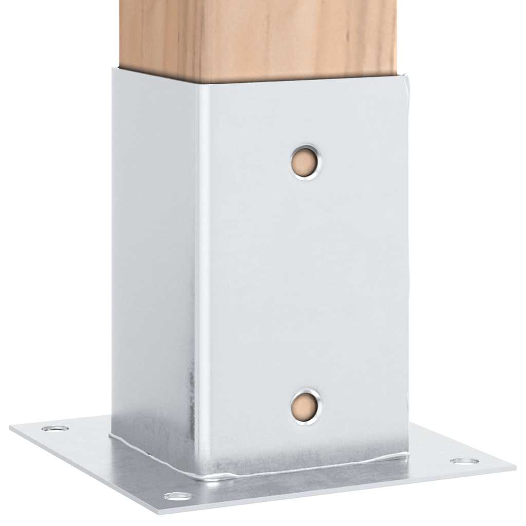 Baze stâlp pătrate 4 buc Argintiu 81x81 mm Oțel galvanizat GartenMobel Dekor