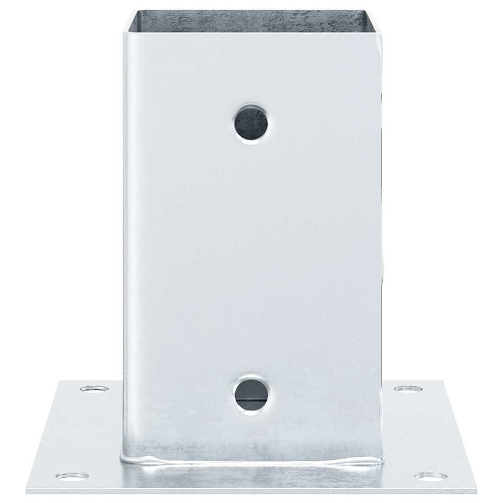 Baze stâlp pătrate 4 buc Argintiu 81x81 mm Oțel galvanizat GartenMobel Dekor
