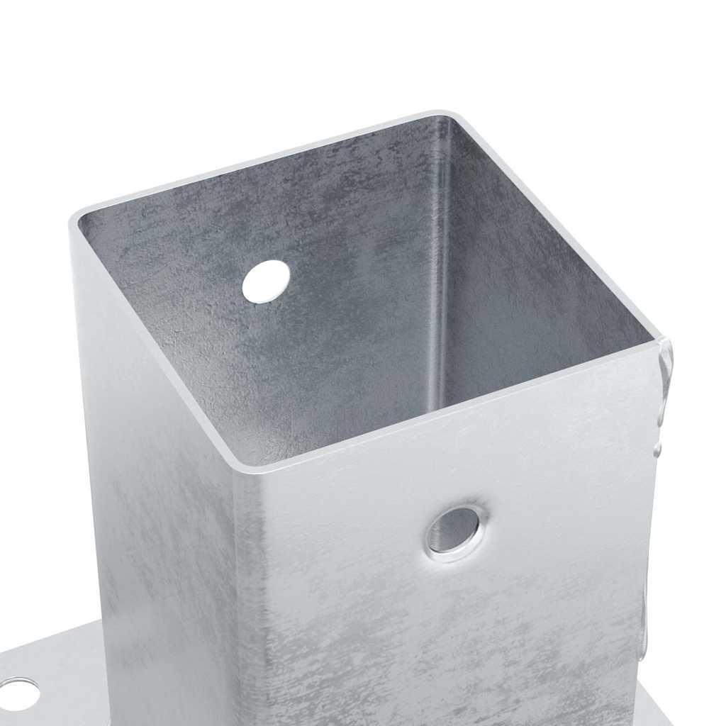 Baze stâlp pătrate 4 buc Argintiu 81x81 mm Oțel galvanizat GartenMobel Dekor