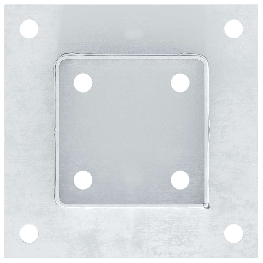 Baze stâlp pătrate 4 buc Argintiu 81x81 mm Oțel galvanizat GartenMobel Dekor