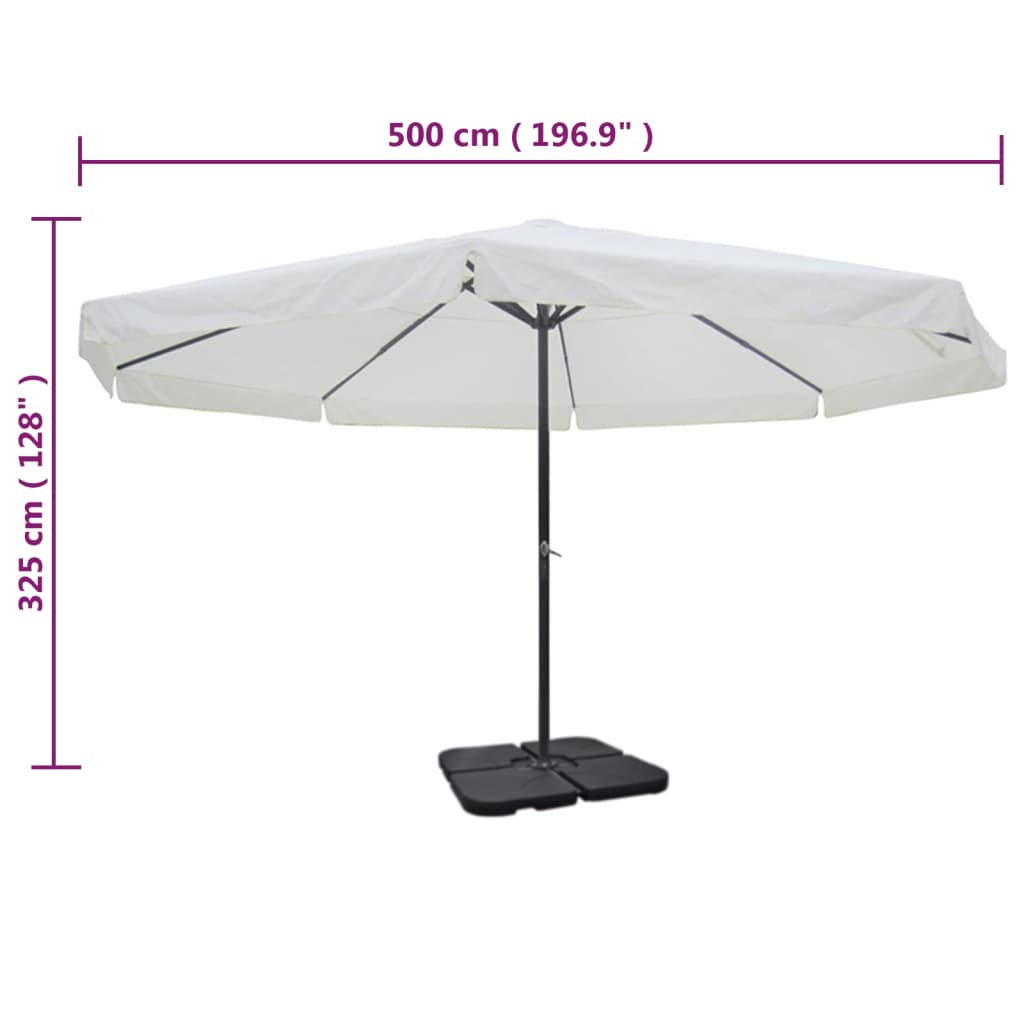 Umbrelă de soare de grădină din aluminiu cu bază portabilă, alb GartenMobel Dekor