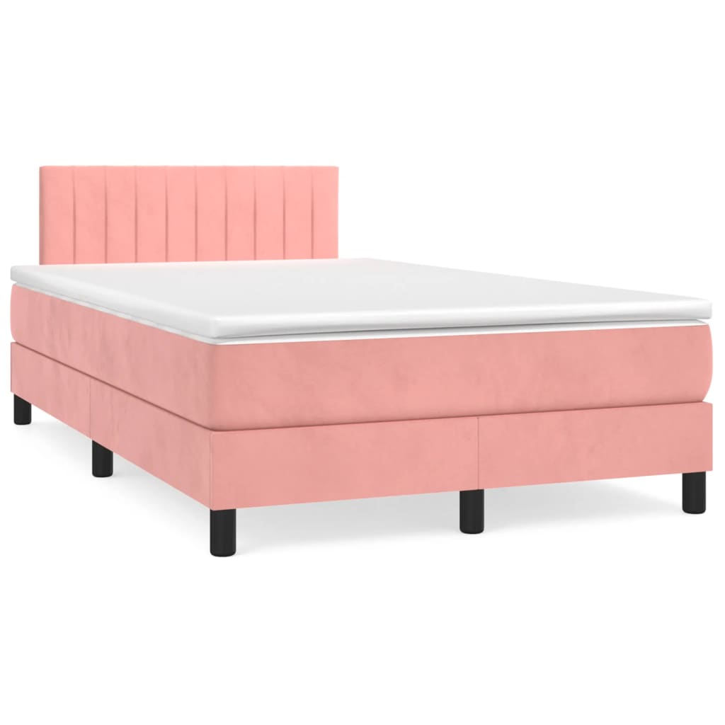 Pat box spring cu saltea, negru, 120x190 cm, catifea GartenMobel Dekor