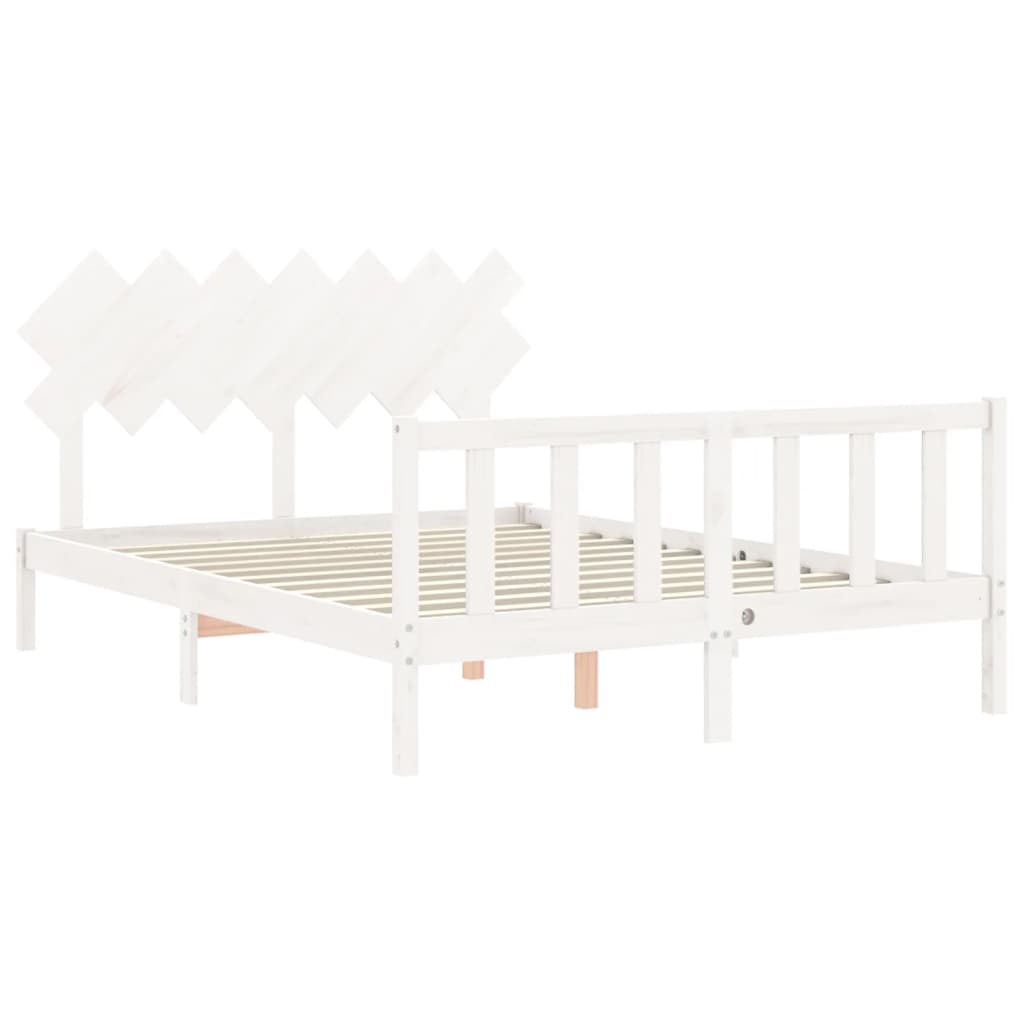 Cadru de pat fără saltea, alb, 140x190 cm, lemn masiv de pin GartenMobel Dekor
