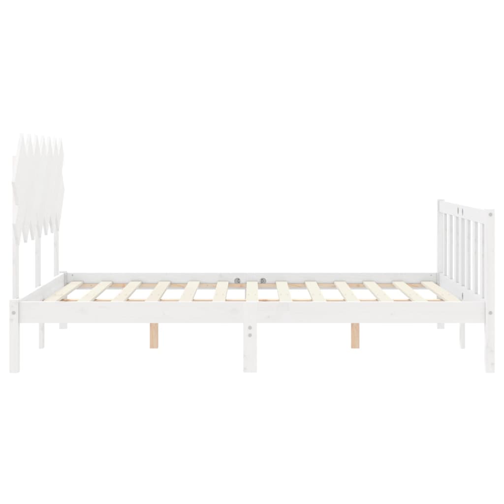 Cadru de pat fără saltea, alb, 140x190 cm, lemn masiv de pin GartenMobel Dekor