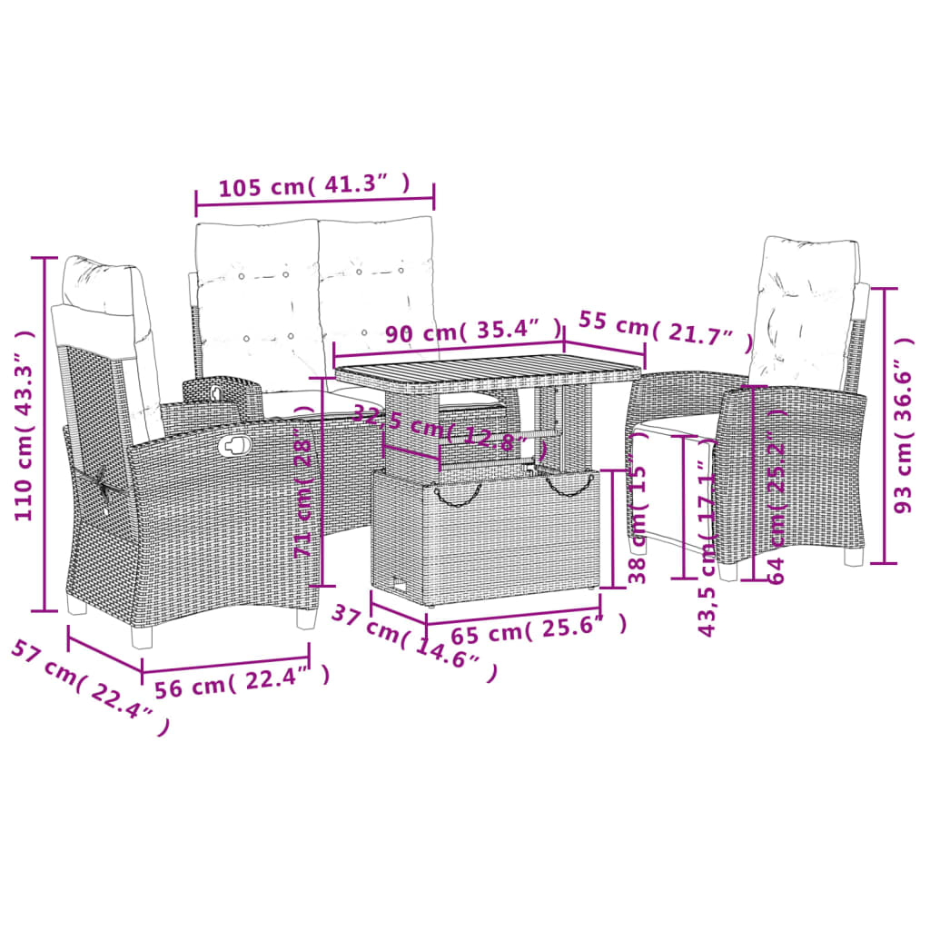 Set canapele de grădină, 4 piese, cu perne, bej, poliratan GartenMobel Dekor