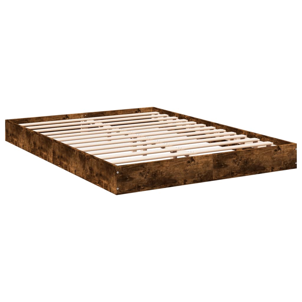 Cadru pat fără saltea stejar fumuriu 140x200 cm lemn prelucrat GartenMobel Dekor