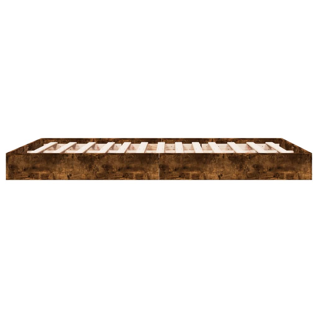 Cadru pat fără saltea stejar fumuriu 140x200 cm lemn prelucrat GartenMobel Dekor