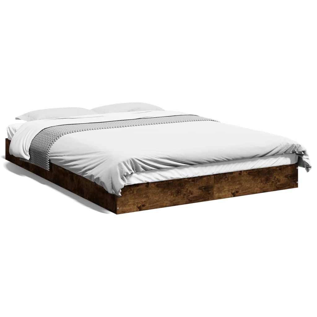Cadru pat fără saltea stejar fumuriu 140x200 cm lemn prelucrat GartenMobel Dekor