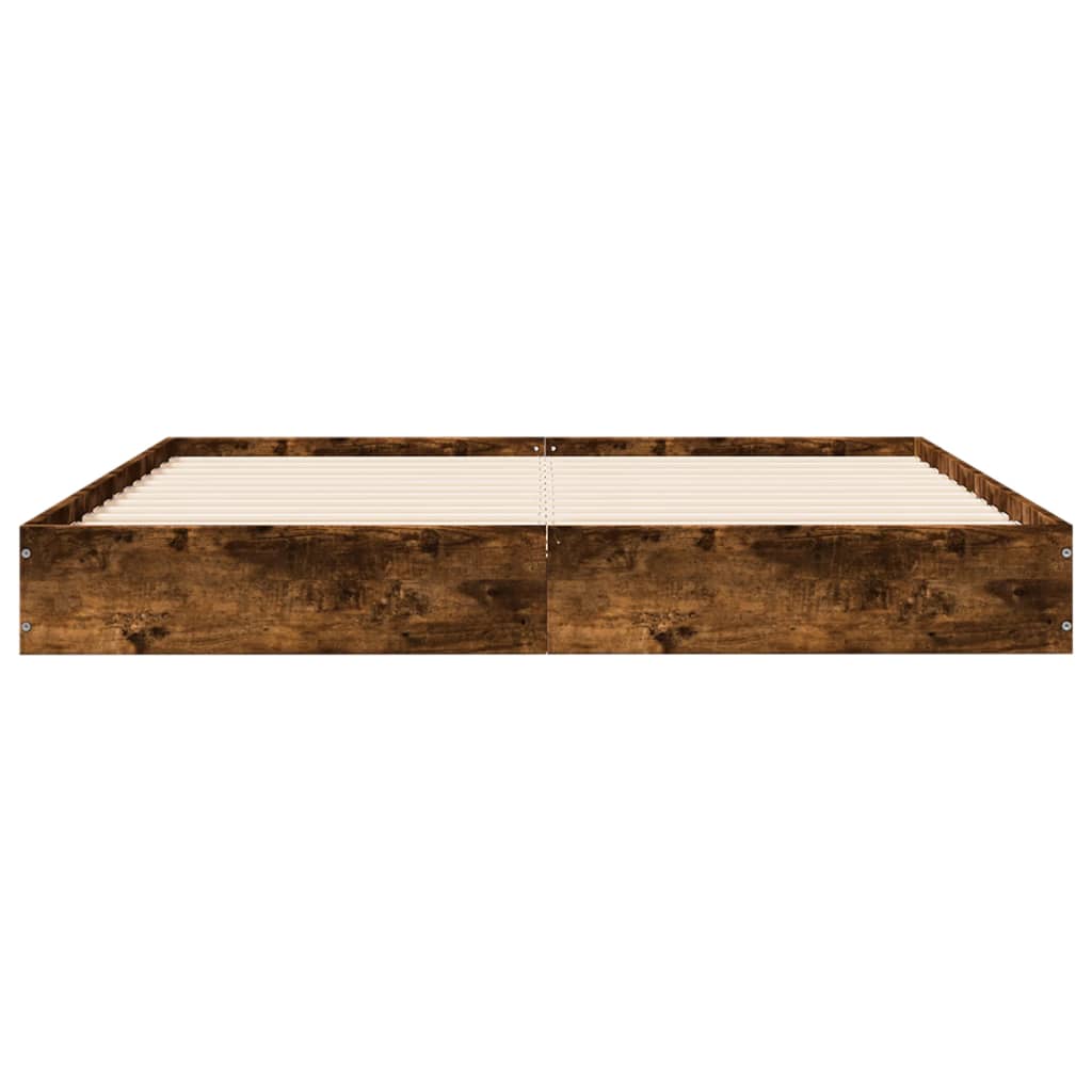 Cadru pat fără saltea stejar fumuriu 140x200 cm lemn prelucrat GartenMobel Dekor
