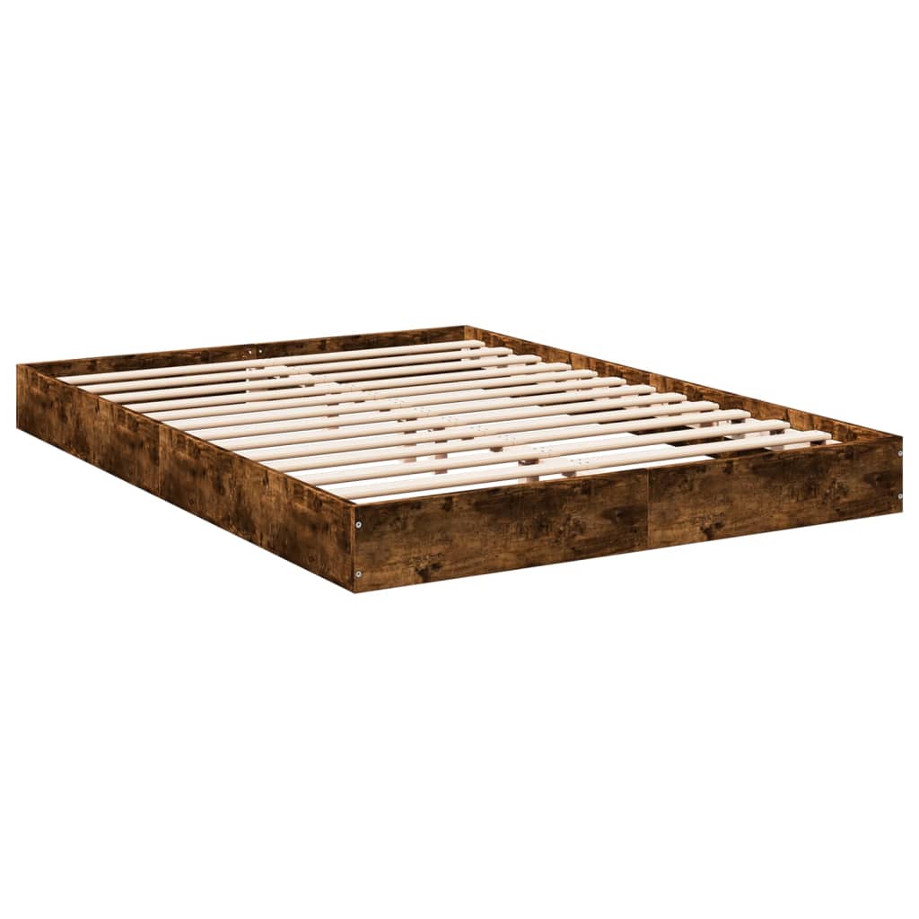 Cadru pat fără saltea stejar fumuriu 140x200 cm lemn prelucrat GartenMobel Dekor