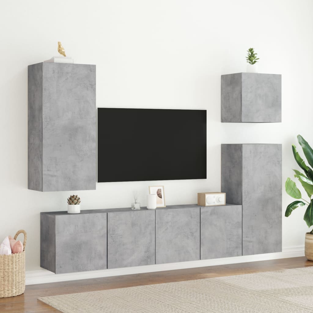 Comodă TV de perete, 2 buc. gri beton, 80x30x41 cm GartenMobel Dekor