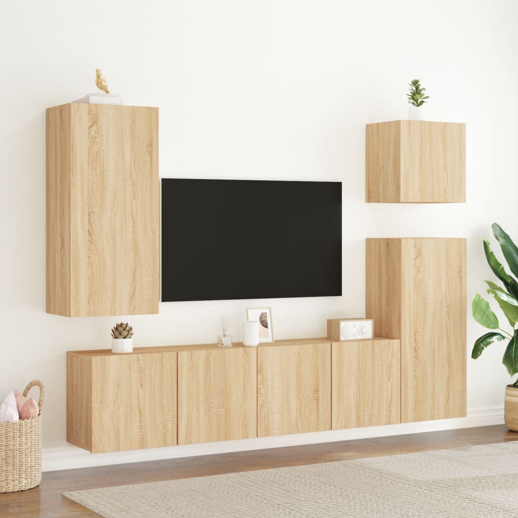 Comodă TV de perete, 2 buc. stejar sonoma, 80x30x41 cm GartenMobel Dekor