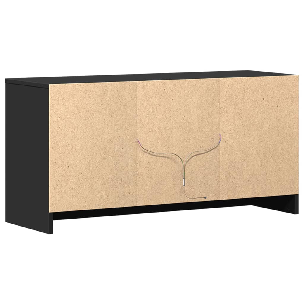 Dulap TV cu LED, negru, 100x34x50 cm, lemn prelucrat GartenMobel Dekor