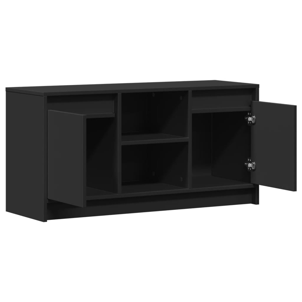 Dulap TV cu LED, negru, 100x34x50 cm, lemn prelucrat GartenMobel Dekor