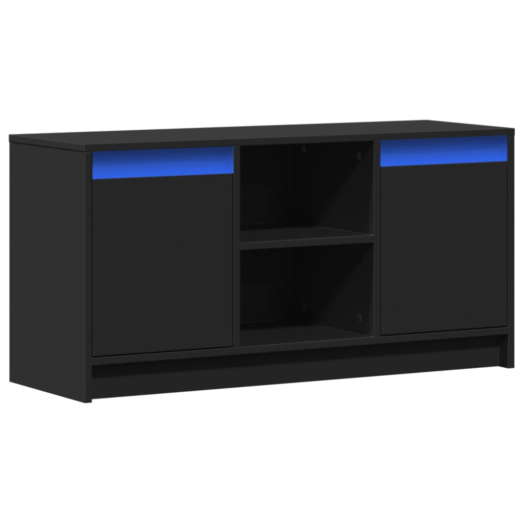 Dulap TV cu LED, negru, 100x34x50 cm, lemn prelucrat GartenMobel Dekor