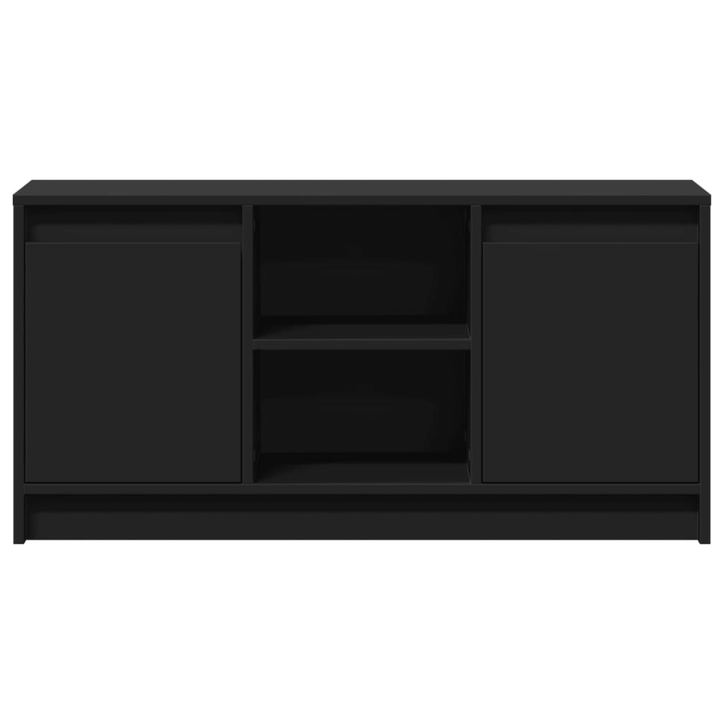 Dulap TV cu LED, negru, 100x34x50 cm, lemn prelucrat GartenMobel Dekor
