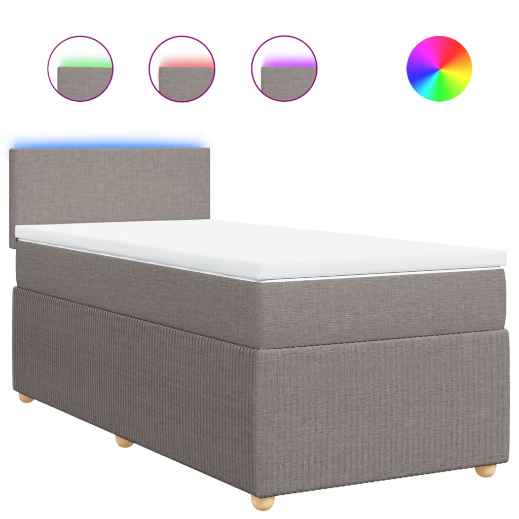 Pat box spring cu saltea, gri taupe, 80x200 cm, textil GartenMobel Dekor