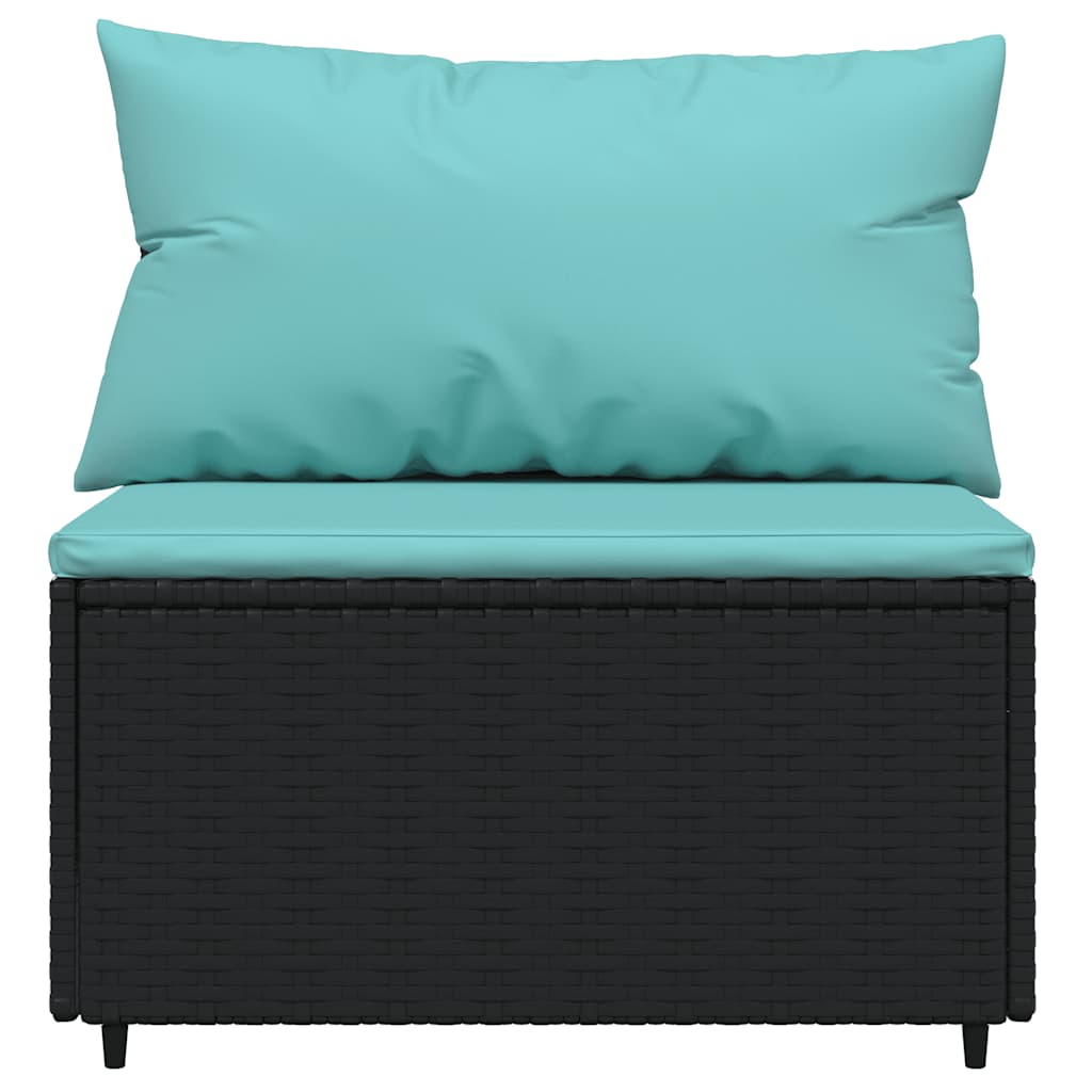Set mobilier relaxare grădină 4 piese cu perne poliratan negru GartenMobel Dekor
