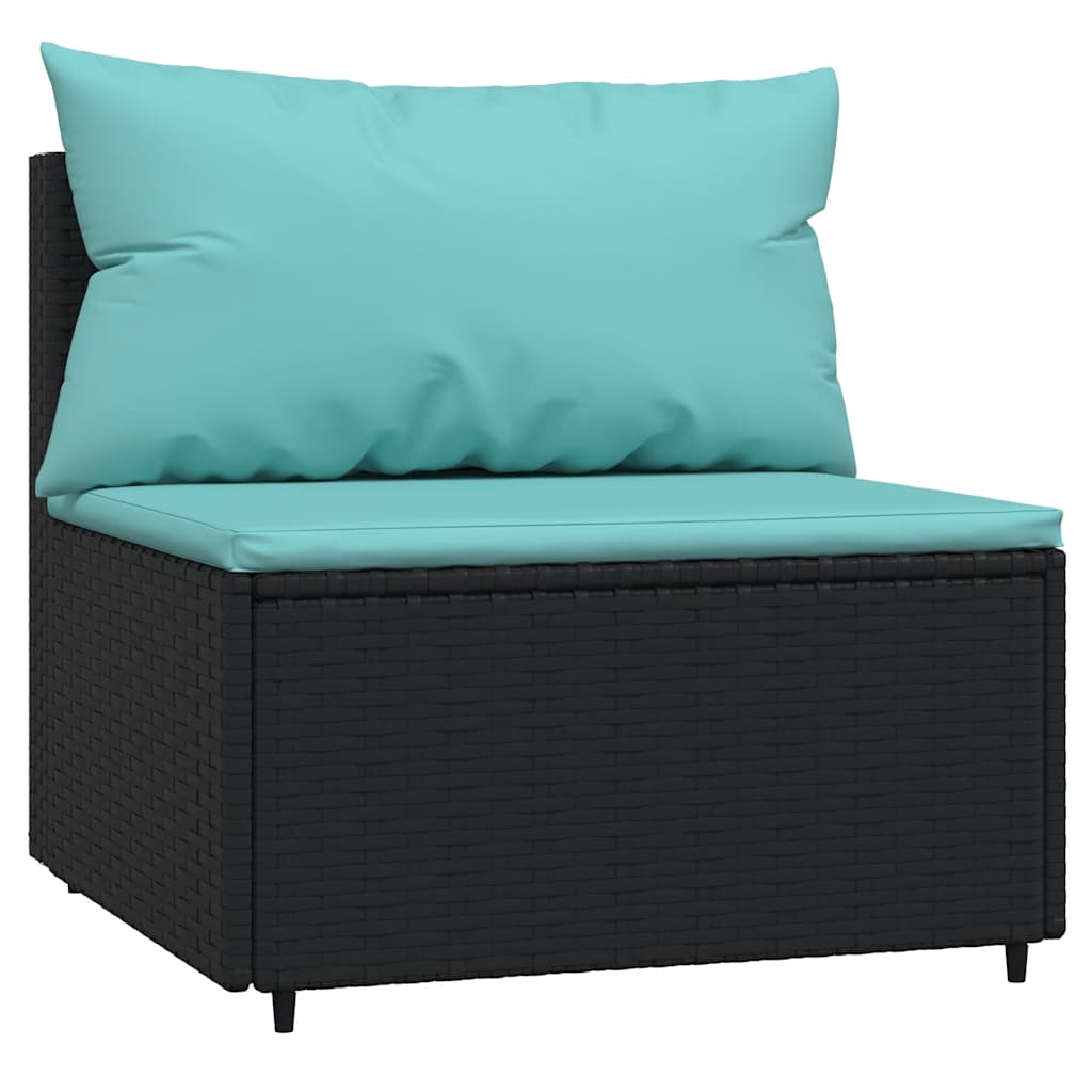 Set mobilier relaxare grădină 4 piese cu perne poliratan negru GartenMobel Dekor