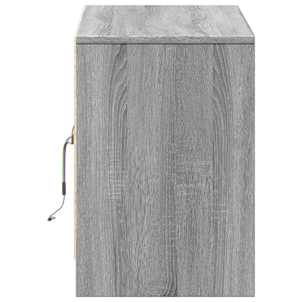 Dulap TV cu LED, gri sonoma, 100x34x50 cm, lemn prelucrat GartenMobel Dekor