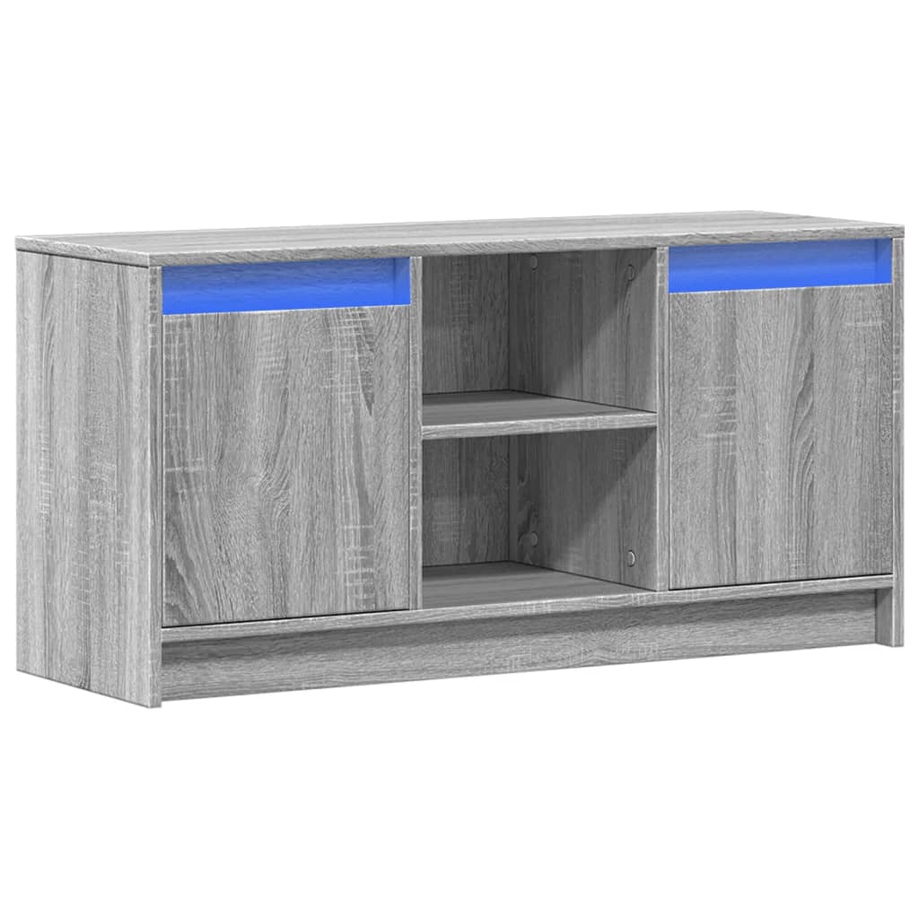 Dulap TV cu LED, gri sonoma, 100x34x50 cm, lemn prelucrat GartenMobel Dekor