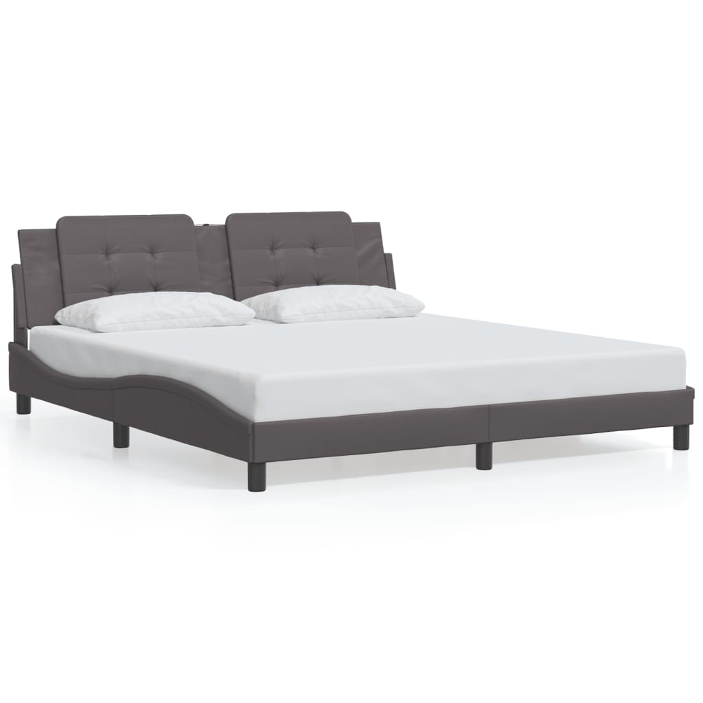Cadru de pat cu tăblie, gri, 180x200 cm, piele ecologică GartenMobel Dekor