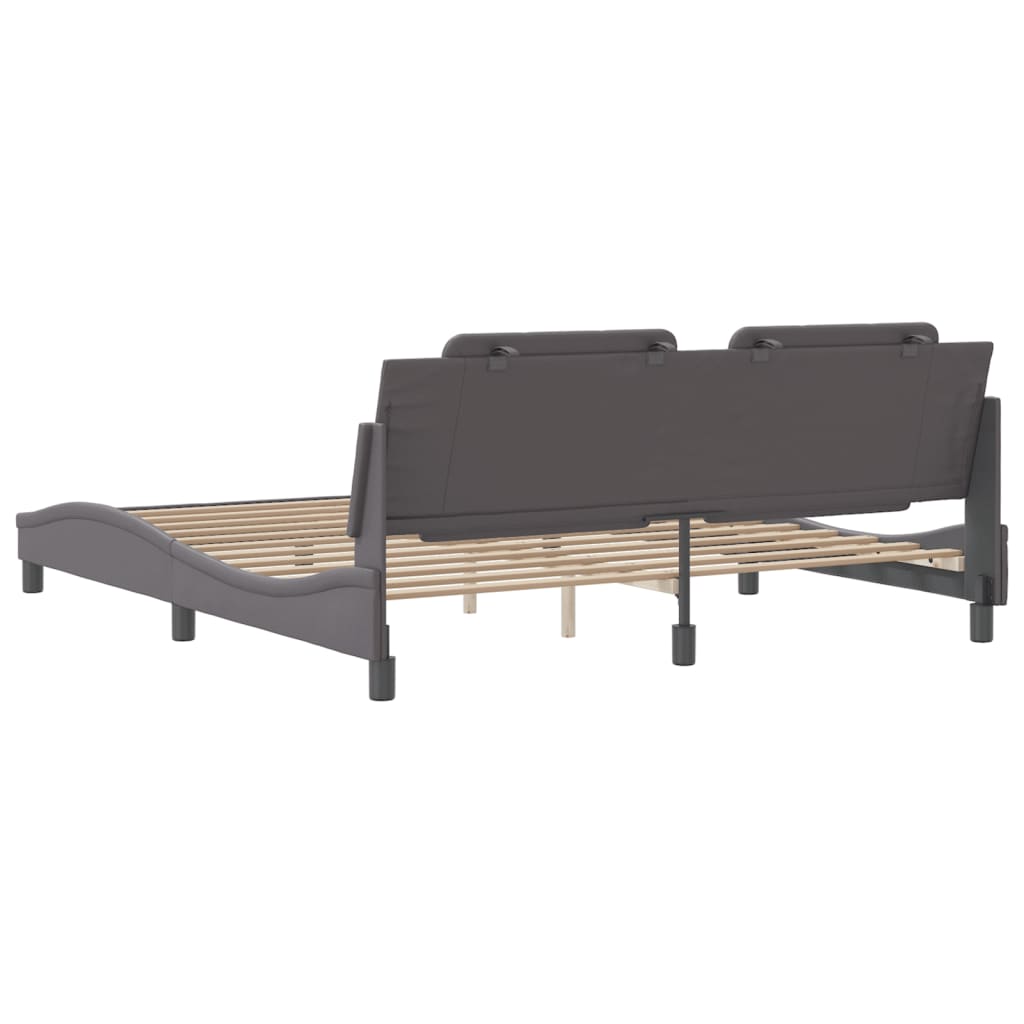 Cadru de pat cu tăblie, gri, 180x200 cm, piele ecologică GartenMobel Dekor