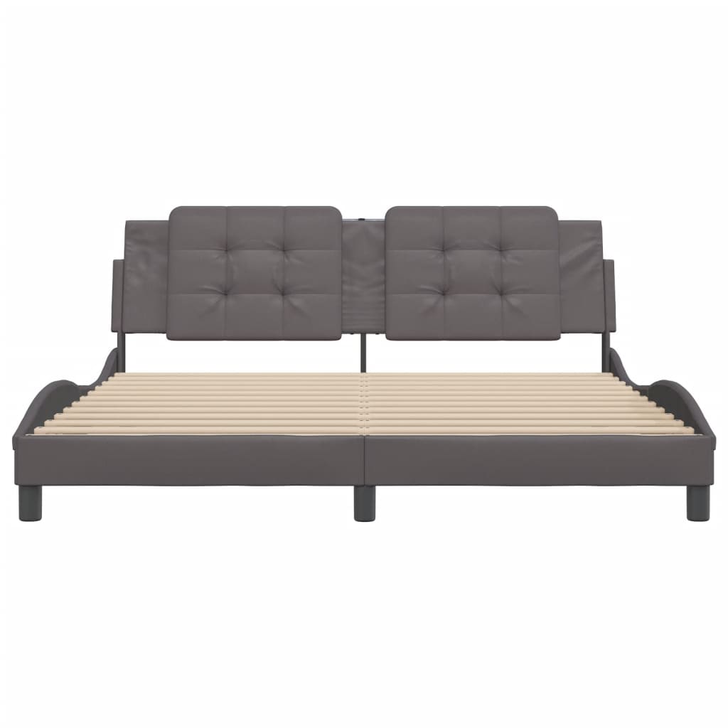 Cadru de pat cu tăblie, gri, 180x200 cm, piele ecologică GartenMobel Dekor