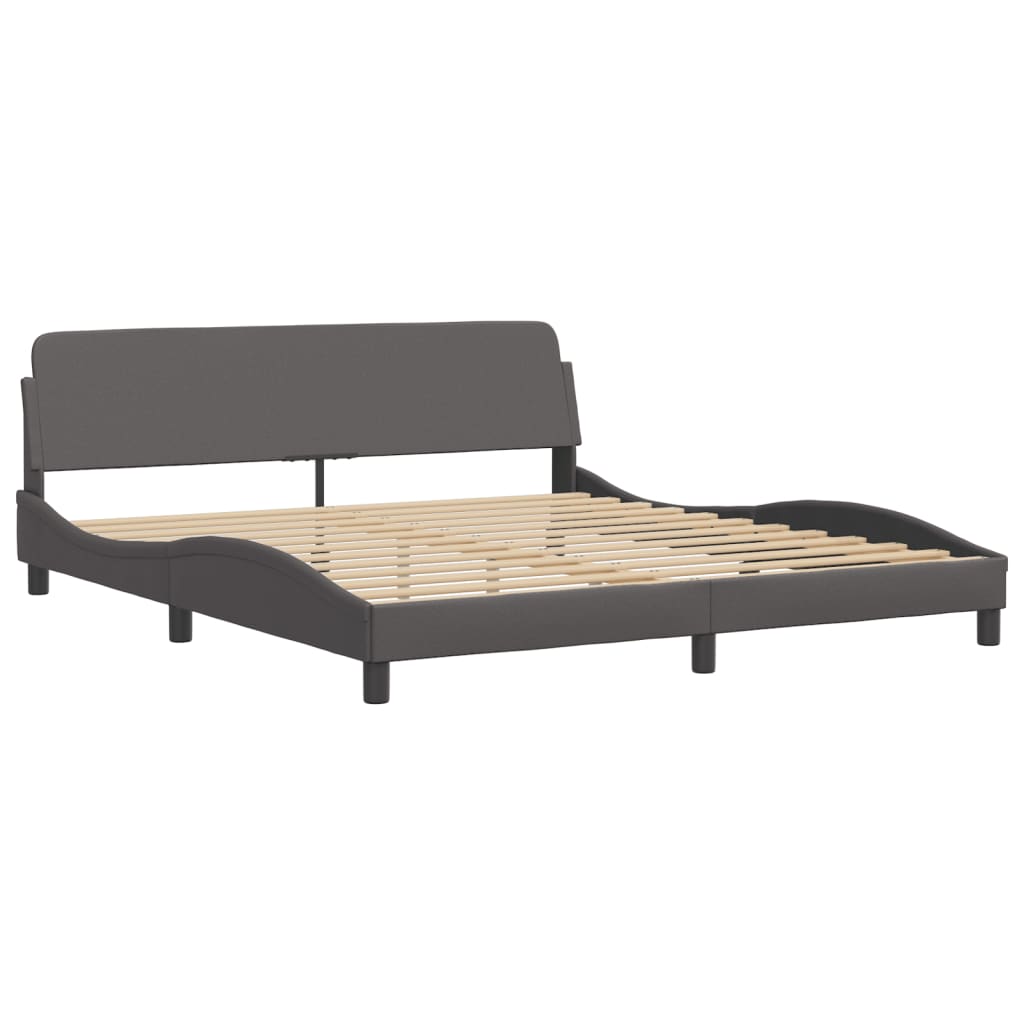 Pat cu saltea, gri, 180x200 cm, piele ecologică GartenMobel Dekor