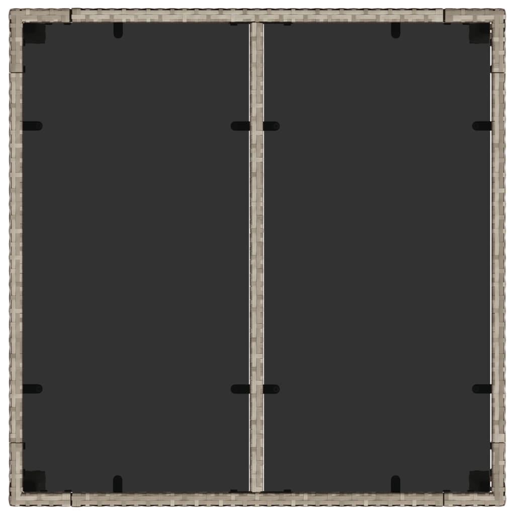 Masă de grădină cu blat din sticlă, gri, 90x90x75 cm, poliratan GartenMobel Dekor
