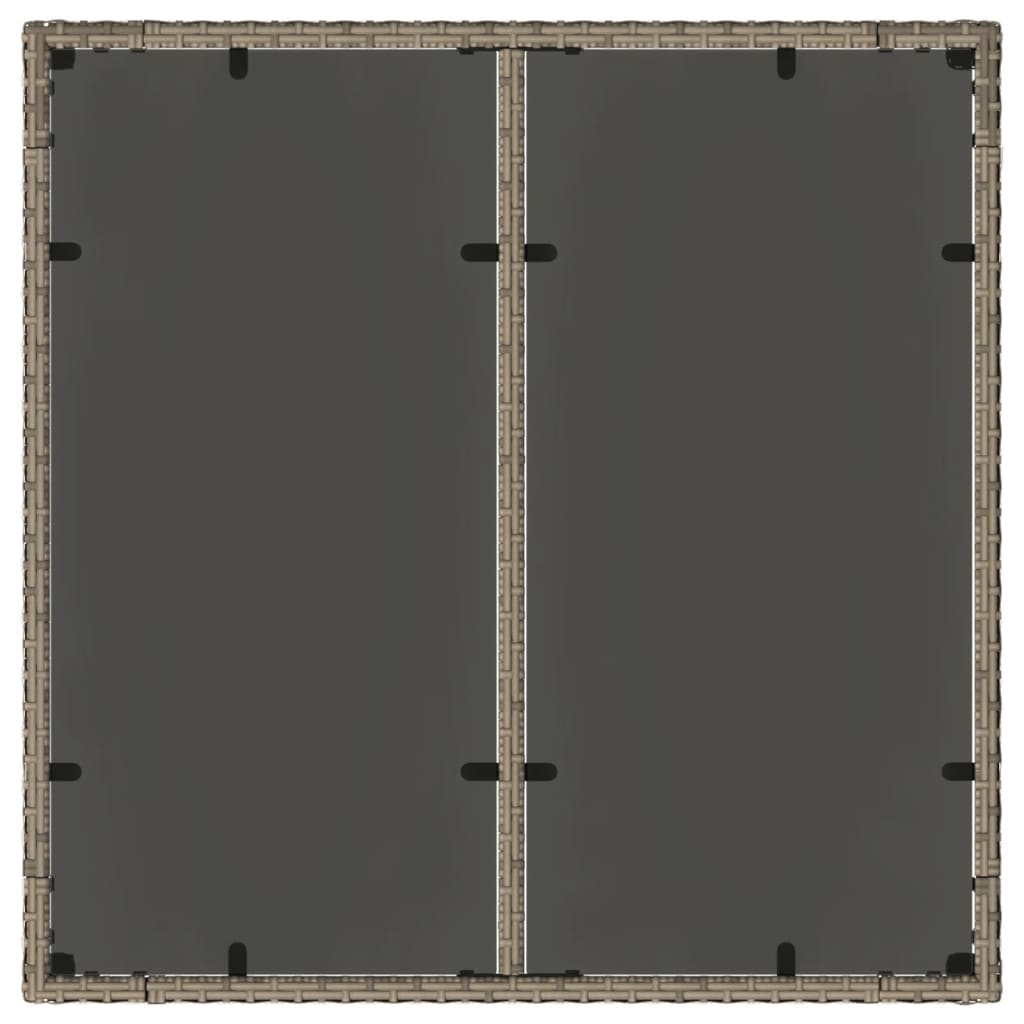 Masă de grădină cu blat din sticlă, gri, 90x90x75 cm, poliratan GartenMobel Dekor
