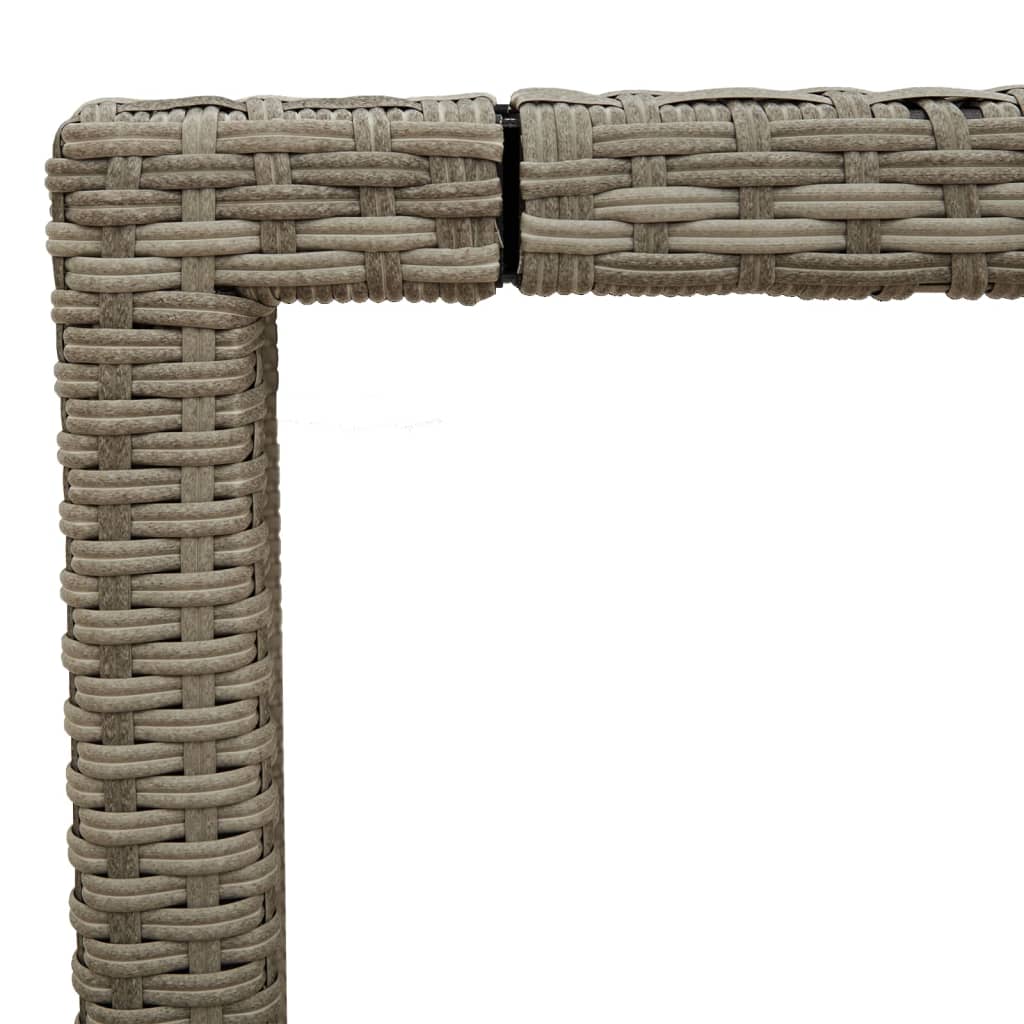 Masă de grădină cu blat din sticlă, gri, 90x90x75 cm, poliratan GartenMobel Dekor