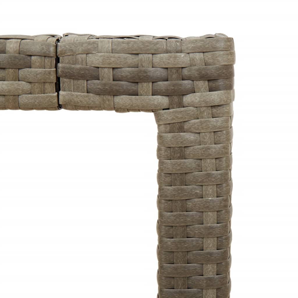 Masă de grădină cu blat din sticlă, gri, 90x90x75 cm, poliratan GartenMobel Dekor