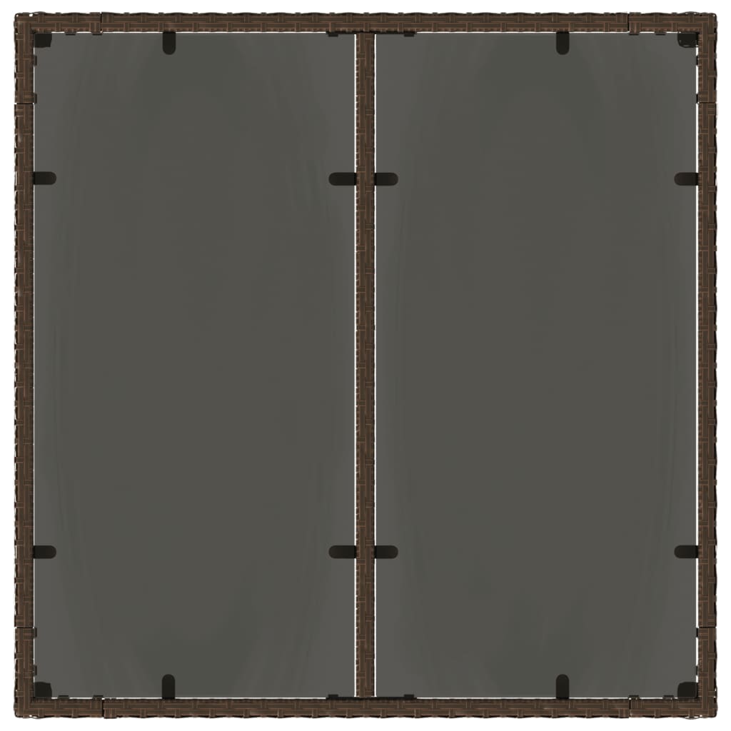 Masă de grădină cu blat din sticlă, maro, 90x90x75cm, poliratan GartenMobel Dekor