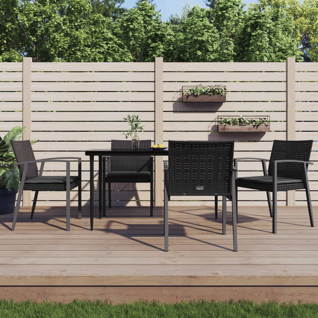 Scaune de grădină cu perne 4 buc. negru 56,5x57x83 cm poliratan GartenMobel Dekor