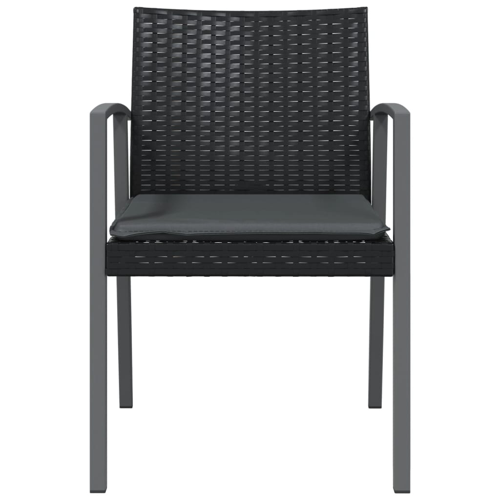 Scaune de grădină cu perne 4 buc. negru 56,5x57x83 cm poliratan GartenMobel Dekor
