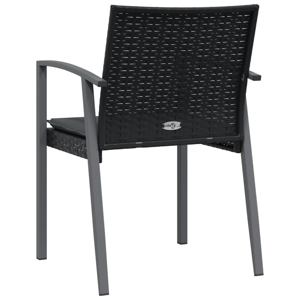 Scaune de grădină cu perne 4 buc. negru 56,5x57x83 cm poliratan GartenMobel Dekor