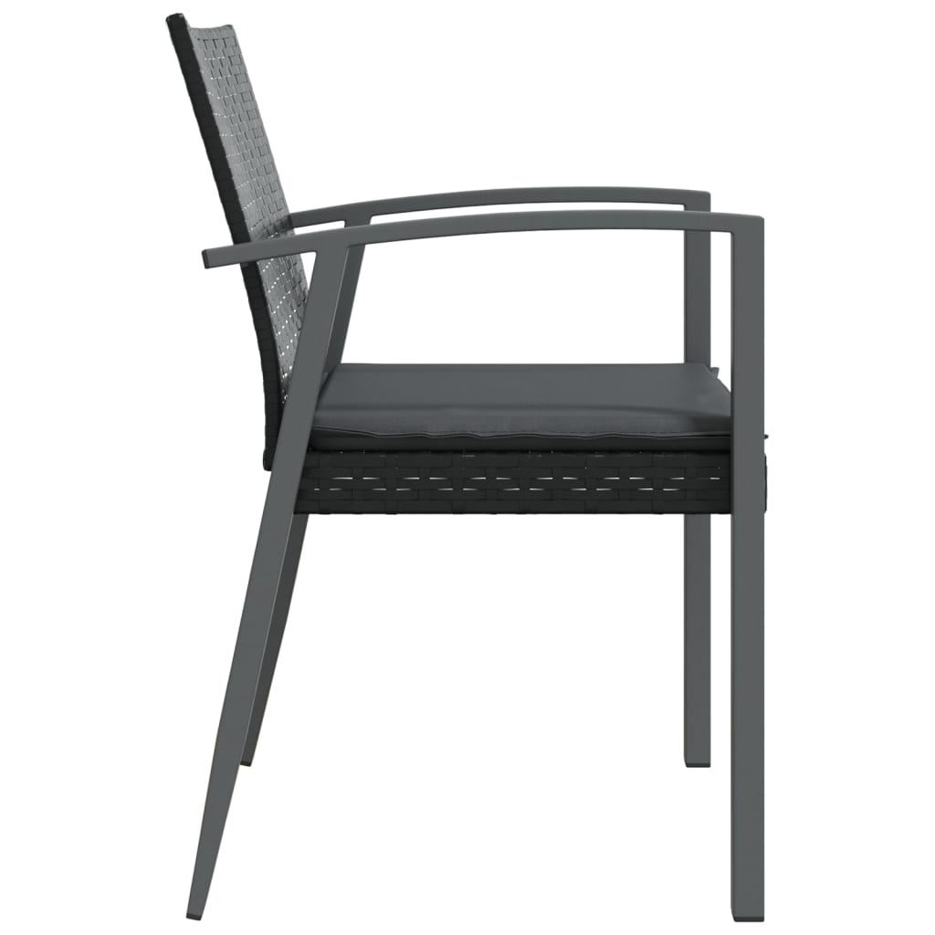 Scaune de grădină cu perne 4 buc. negru 56,5x57x83 cm poliratan GartenMobel Dekor