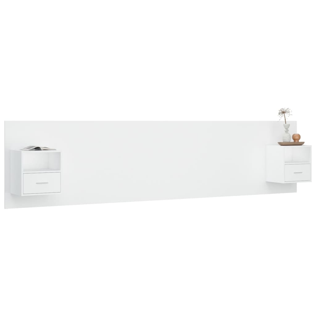 Tăblie de pat cu dulapuri, alb extralucios, lemn prelucrat GartenMobel Dekor