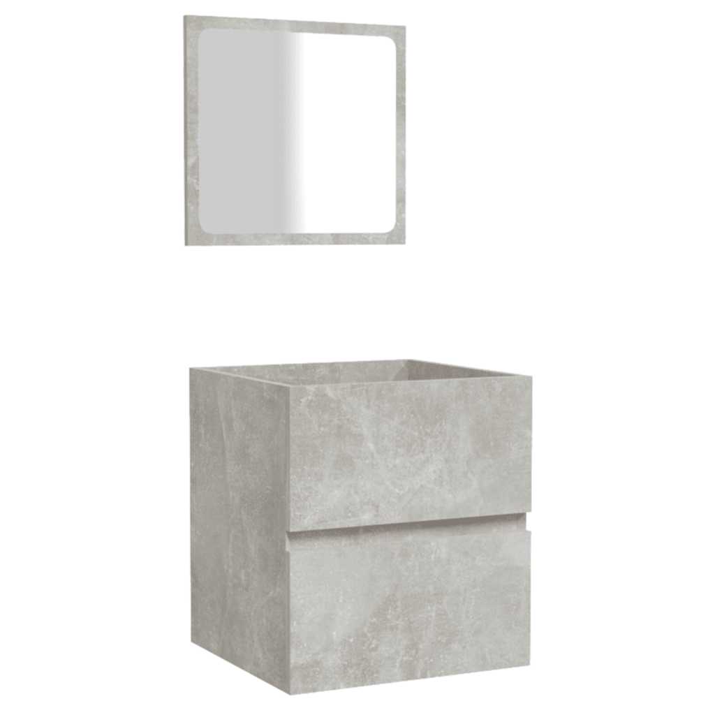 Dulap de baie cu oglindă, gri beton, lemn prelucrat GartenMobel Dekor