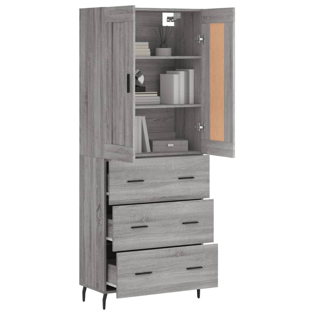 Dulap înalt, gri sonoma, 69,5x34x180 cm, lemn compozit GartenMobel Dekor